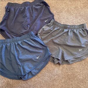 Nike Women's Athletic Shorts - Blue, Gray, and Purple